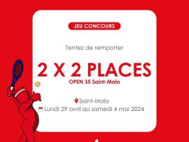 [Jeu concours] 🎾 Nous sommes heureux, cette année encore, d'être partenaire de L'Open 35 de Saint-Malo.

🎉 Vous souhaitez assister à cet événement...